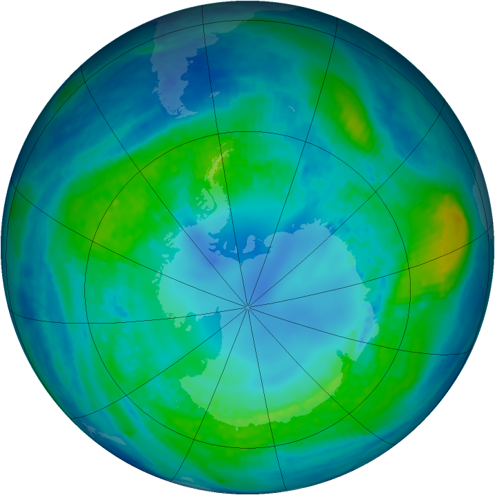 Antarctic ozone map for 25 April 2004